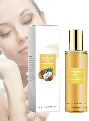 Nebbia profumata alla vaniglia-cocco, spray per il corpo alla vaniglia da donna, profumi femminili, profumo fresco a lunga durata, arricchito con oli essenziali, nebbia corporea leggera - spray per il
