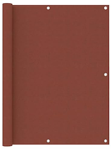 Mokuyary Protección visual para balcón, color terracota, rojo, 120 x 300 cm, tela Oxford, revestimiento de balcón, cubierta opaca contra el viento para jardín, terraza, exterior