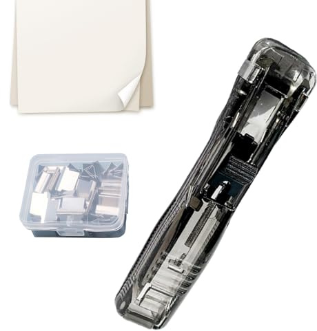Stapler - Binder Clip Paper Fastener, Heavy Duty 45 Sheet Clamp Tool with 50 Metal Refill Clips Included, Quick Press Binding Mechanism, Ideal for Teacher Student Workplace Desk School Projects Home
