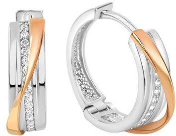 Zeeme Basic Damen Ohrringe 925/- Sterling Silber 1,6cm Glänzend Zirkonia rosa 360210265