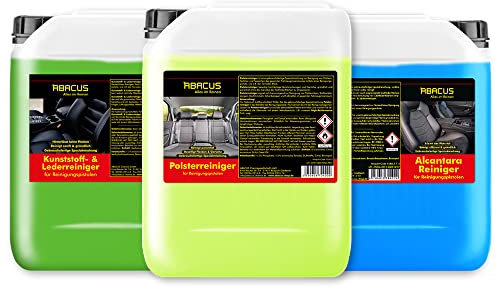 ABACUS® Tornador Reiniger Set, Polsterreiniger, Textilreiniger, Kunststoffreiniger, Lederreiniger, Alcantara-Reiniger, Reinigungsmittel – Tornador Reiniger 3er Set, 3X 5 Liter (7361)