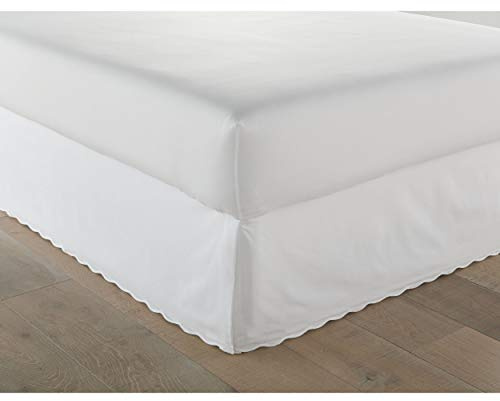 Stone Cottage - Queen Bedskirt, Cotton Tailored Bedskirt with Split Corners, Oeko-Tex Certified (Solid White)