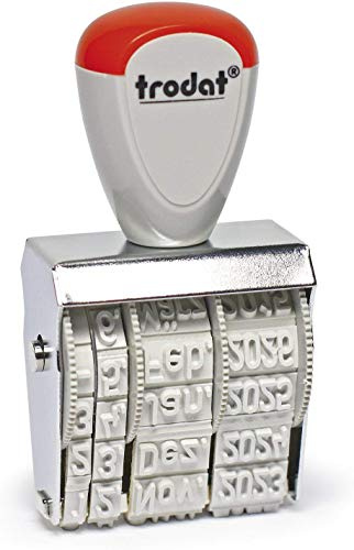 Trodat 1020 Classic - Datario a mano, mese in lettere, dimensioni del marchio circa 5 x 32 mm.