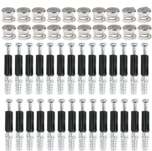 50-teiliges Möbel-Hardware-Befestigungsschrauben-Set, Bolzen Befestigungsdübel Möbel Schrankverbinder mit Dübelschrauben Mutter Sicherungsnocken für Möbel Kleiderschrank Schublade