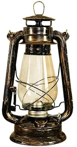 Lanterna vintage da 30 cm, lampada a olio, classica a cherosene, da tavolo per casa, giardino, campeggio, citronella, bronzo