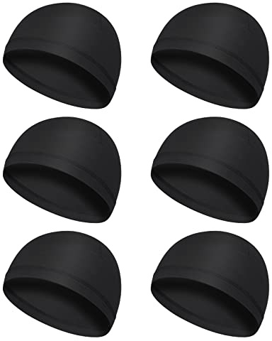 Yolev 6 Piezas Gorra para Casco de Bicicleta Gorra Negra Elástica con Forro para Casco Gorra de Calavera para Hombres y Mujeres Accesorios para Casco de Motocicleta