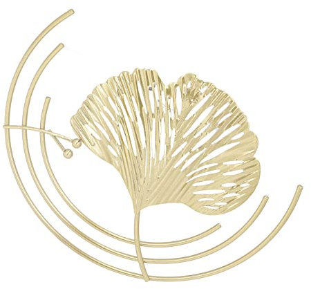 Buachois Decorazione da Parete,Sculture da Parete,3D Decorazioni da Parete in Metallo a Forma di Foglie di Gingko Biloba,Foglia di Metallo Decorativo Minimalista Moderno Astratto Linea Arte