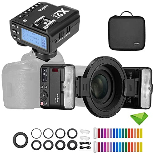 Godox MF12 MF12-K2 Macro Flash con trigger Godox X2T-F per Fuji Fujifilm, flash anulare da 12 W, controllo wireless 2,4 G, modalità TTL/M, batteria al litio integrata da 3,7 V/6,29 W