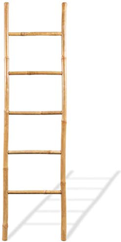 Susany Gecheer Bamboo Towel Ladder, Brown, 40 x 150 cm, 5 Rungs, Bathroom Towel Rack and Home Decoration Model43719