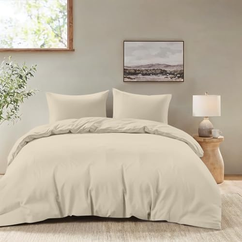 Dreamzie Funda Nordica Cama 135 – Ropa de Cama Microfibra Suave Oeko-Tex - Juego de Funda Edredon 200x200 cm con 2 Fundas Almohada 50x70 cm - Beige