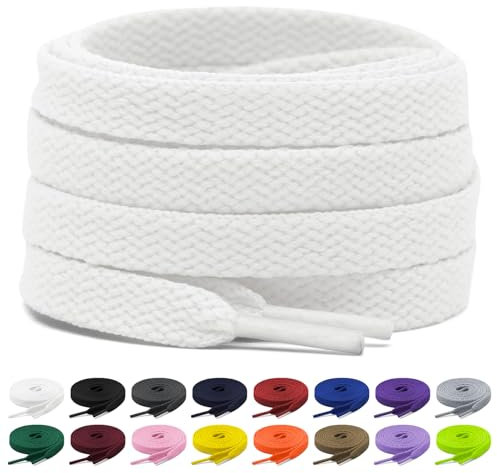 Shecret 2 Paar Flache Schnürsenkel 8mm Breite - Reißfeste Schuhbänder für Turnschuhe, Laufen, Erwachsene, Kinder, Polyester