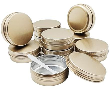 Wopanxye 10-pack 60 ml/2 oz runda aluminiumburkar, metallbehållare för prover, liten reseförvaring med skruvlock för läppbalsam, kräm, kosmetika, ljus, salva, ögonskugga, pulver, te