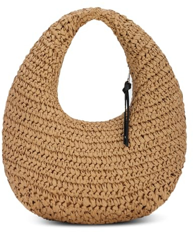 HomKuch Borsa a tracolla di paglia per le donne, borsa di estate della borsa del sottobraccio Hobo della spiaggia