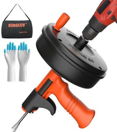 Spirale per la pulizia dei tubi con punta per trapano [10 M] – Inserimento automatico e set a spirale flessibile con tamburo in metallo per una pulizia efficace dello scarico e accesso controllabile