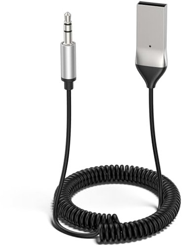 Aux Adapter, Bluetooth 5.0 Receiver USB Audio Adaptor with 3.5mm Jack for Home Stereo Music Streaming Built-in Microphone Plug and Play Auto on Handsfree Car Kit (Black)