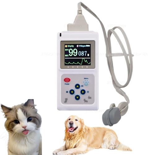 Veterinär pulsoximeter för husdjur – handhållen SpO2-sensor med sond och USB-kabel för övervakning av hundar, katter och djur i familj och husdjurssjukhus
