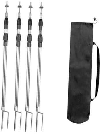 Lljsszr 4X Camping Tarp Poles Telescoping Adjustable Support Rods Universal Replacement Canopy Poles for Camping Picnic Tarpaulin, 3M