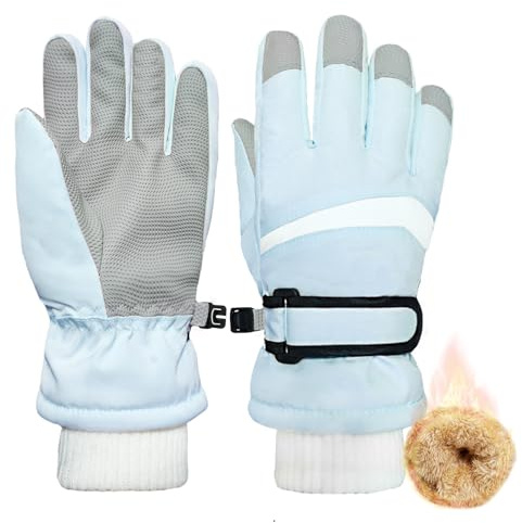 lifwimner Handschuhe Kinder Winter, Skihandschuhe für Jungen Mädchen wasserdichte Winddichte Winterhandschuhe für Snowboard Skifahren Outdoor Sports(Blau, L)