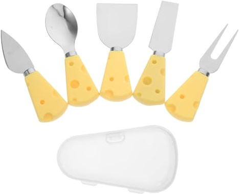 CIYODO 6 Pièces Set de Ustensiles de Cuisine Mini Cuillère et Couteaux à Fromage Acier Inoxydable Design Ludique avec Manche Forme de Fromage Couteaux à Charcuterie Polyvalents pour
