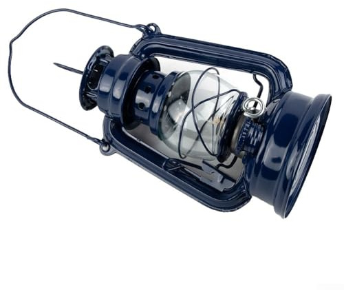 Honseadek Lanterne tempête à pétrole style rétro en métal avec lampe pour kérosène capacité de carburant extérieur, camping, décoration intérieure et extérieur Bleu foncé 90 ml