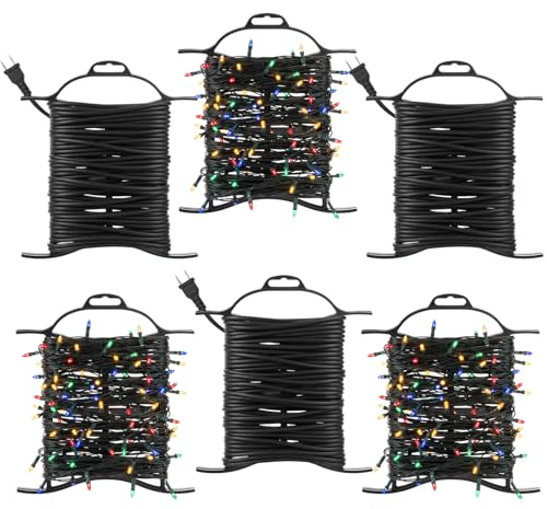 Ripeng 6 Pcs Light-Duty Extension Cord Holder, Hangable Rope Winder Fits Light Duty Cord, Small Cable Organizer Reel for Indoor Extension Cords, LED String Lights, Ethernet & Thin Rope