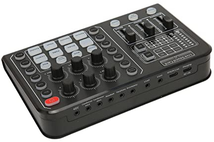Xiuganpo Mezclador de Sonido Cambiador de Voz con Reducción de Ruido para Tarjeta de Sonido en para PC para Grabación en, Material ABS de Color Negro