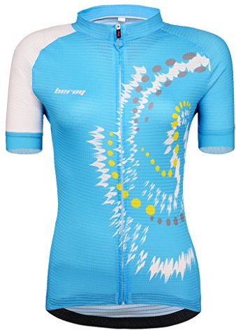 beroy Womens Cycling Jerseys with Short Sleeves,Girls Bike Short Sleeves with Three Pockets(M Blue)