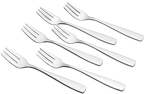 Kekow 16 cucharas de té de acero inoxidable y tenedores para tartas, 8 tenedores + 8 cucharas, 5.19 pulgadas