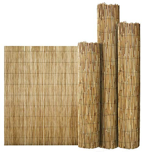 FlickBuyz Extra Thick Natural Peeled Reed Fence, Garden Screening Fence Panels, Privacy & Protective Screening Roll for Outdoor Wind and Sun Protection (1.8M x 4M)
