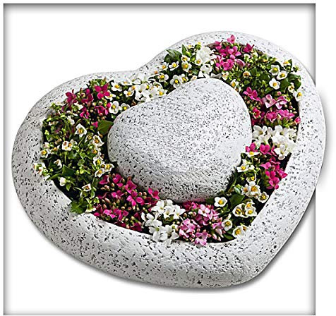 Kieskönig Pflanzschale Pflanzgefäss Herz Garten Blume Grab Grabschmuck Gartendeko 30 x 7 x 25 cm