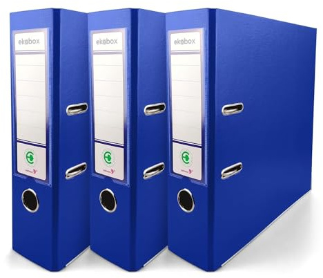 Netuno 3 raccoglitori cartone ecologico riciclato blu a 2 anelli A4 dorso 8 cm raccoglitori per ufficio scuola archivio faldoni portadocumenti
