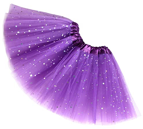Ugitopi Falda de Tutú de Tul Sparkle Elástico de 4 Capas para Mujer
