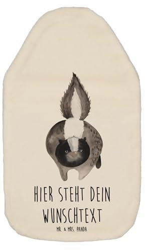 Mr. & Mrs. Panda Personalisierte Wärmflasche Stinktier Angriff - Personalisierte Geschenke, Raubtier, Kinderwärmflasche mit Namen, Skunk,