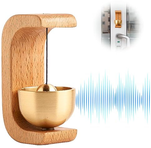 Sonnette Magnétique, 72mmX26mm Sonnette pour L'entrée, Anneau Croustillant et Doux, Sonnette en Bois de Hêtre, Convient pour Porte D'entrée, Porte de Magasin
