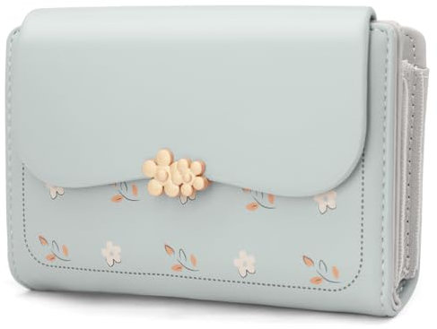 REETEE Geldbörse Klein Damen PU Leder Geldbeutel Damen Klein und im Kurzformat Portemonnaie Damen Viele Fächer, Portmonee Damen mit 10 Kartenfächer und Zipper Münzfach Brieftasche (blau)