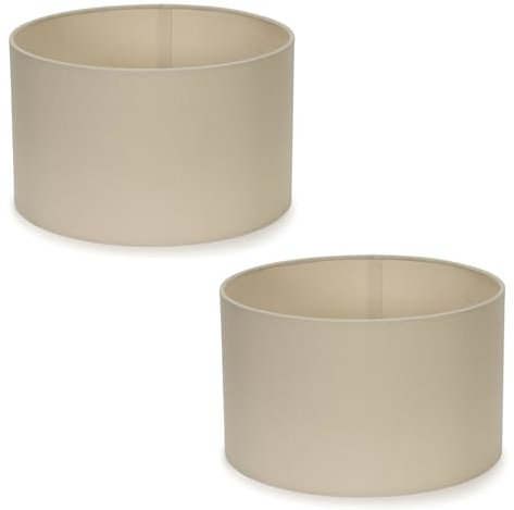 MiniSun | Small Modern Natural Fabric Drum Light Shades | Lamp Shades, Home Décor & Improvement Essential | Set of 2 | 250mm Shade Width