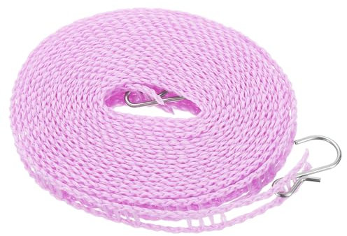 QUARKZMAN Stendino Portatile, Corda per Stendere Il Bucato in Nylon Antiscivolo e Antivento da 16,4 Piedi per Cortile, Viaggi All'Aperto, Campeggio, Asciugatura Del Bucato, Viola