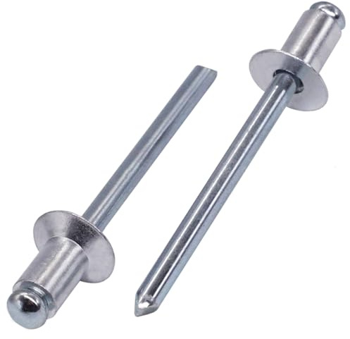 SKIR'CO 100 rivetti ciechi in alluminio 5,0 x 8 mm, mandrino in acciaio, rivetti a testa bombata, DIN 7337
