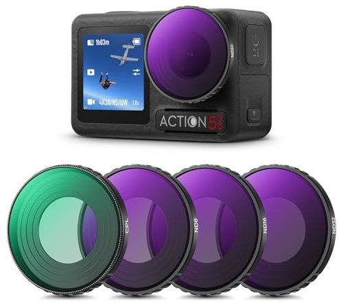 K&F Concept ND Filtersets, 4er Pack CPL, ND8, ND16, ND32 Filter kompatibel mit DJI Osmo Action 5 PRO/Action 4, Polarisierende Neutral Density HD Glass