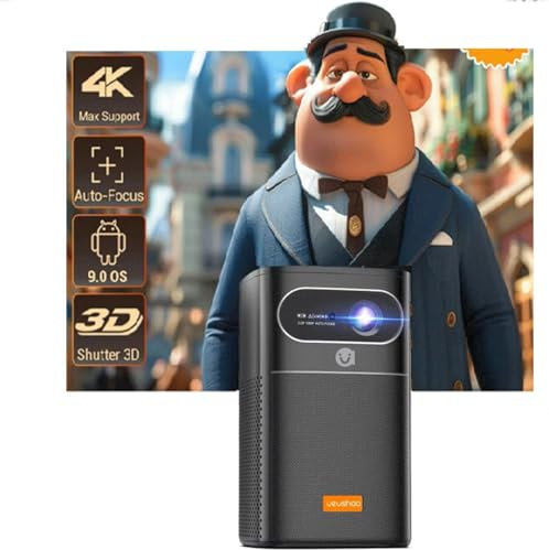 4K 3D Mini Projector Smart Cinema Android WiFi Portable 1080P Full HD Home Theater Video LED DLP Projector with Battery