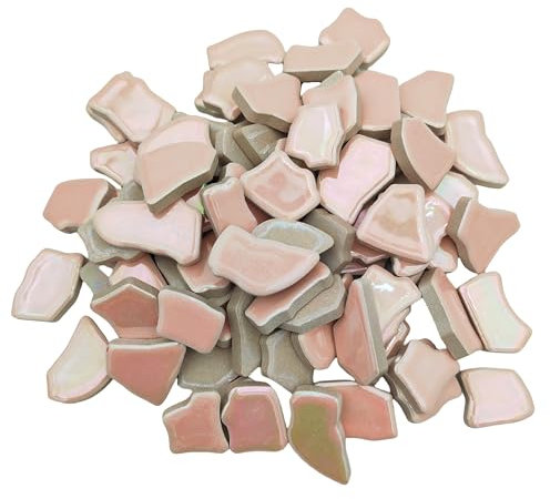500 g di tessere di mosaico in ceramica irregolari, 2–4 cm, tessere per mosaici fai da te, artigianato, hobby, arte, decorazione della casa, decorazione murale (rosa cangiante)