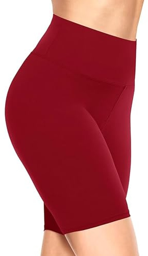 TNNZEET Pantalones de Ciclismo para Mujer Cintura Alta,Pantalones Cortos de Deporte,Opacos,Rojo,XXL