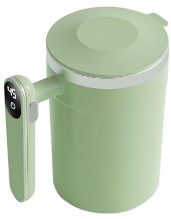 Selbstrührender Tasse mit Digitalanzeige, 400ml Automatische Magnetische Kaffeebecher, USB Wiederaufladbar Rührtasse mit Deckel und Griff für Kaffee, Milch, heiße Schokolade