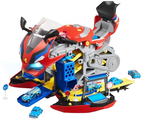 VEVOR Jouet Moteur Moto, 25 Pièces, Jouet Mécanicien Moto avec Pièces Amovibles, Lumières et Sons, Simulation de Conduite et de Course sur Piste, Atelier de Mécanique pour Enfants 3 Ans et Plus, Rouge