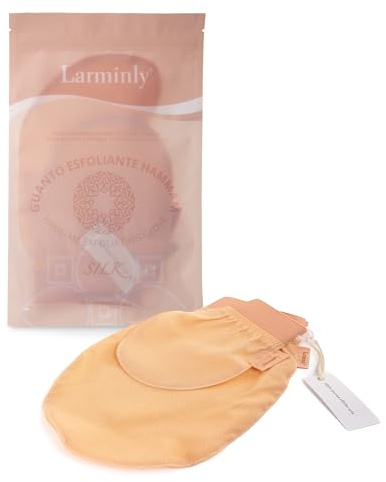Larminly Guanto Esfoliante Corpo in Fibra di Viscosa Effetto Seta Scrub Delicato ma Profondo Pelle Morbida e Luminosa Rimuove Cellule Morte e Impurità. (apricot P)