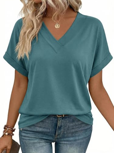 Cicy Bell t-shirt damer oversize toppar v-ringad skjortor elegant lös topp blus.