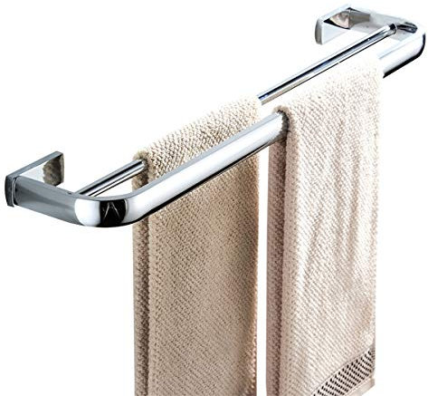 Flybath Towel Rail Bar Double Layer Brass Bathroom Stylish Towel Rack Holder Hanger Wall Mounted, Polished Chrome