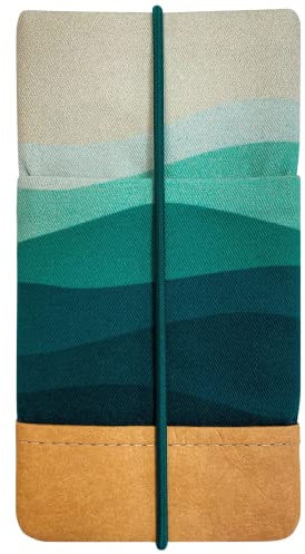 Kuratist Handy Tasche - Moin - Kompatibel z.B. mit iPhone 16/15/14/13 Pro Max & Plus Modellen Handgefertigt aus Baumwoll-Twill/Papierleder – Smartphone Hülle mit Verschluss – Deep Sea