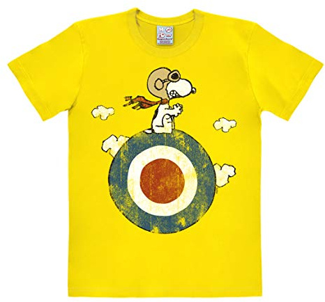 Logoshirt® Peanuts I Snoopy I Pilota I Target I Maglietta I T-Shirt Stampate I Donna e Uomo I Giallo I Design Originale su Licenza I Taglia M