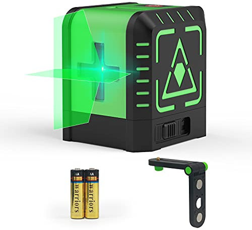 YOKADOMO® Nivel Láser Autonivelante en Cruz, Nivelador Láser de Rayo verde con Soporte Magnético, IP54 Antisalpicaduras, Compacto y Portátil, 2 Pilas AA
